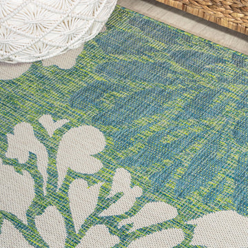 Zinnia Modern Floral Textured Weave Indoor/outdoor Runner Rug